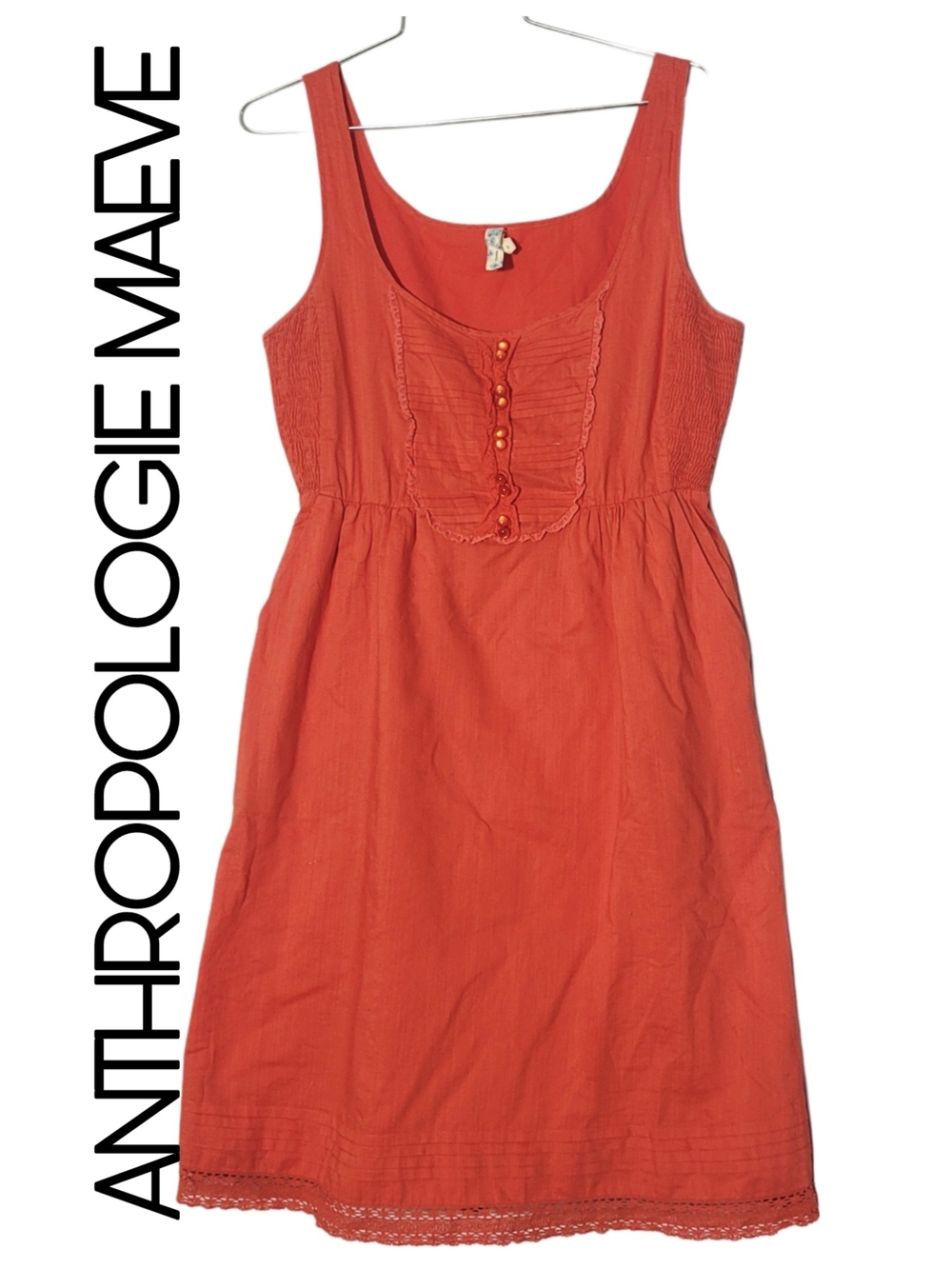 Anthropologie Maeve Orange Sleeveless Midi SunDress